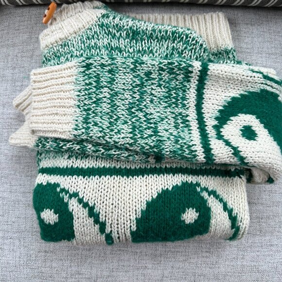 MOTHER Denim Long Drop Cardigan in Forest and Cream - Picture 6 of 9